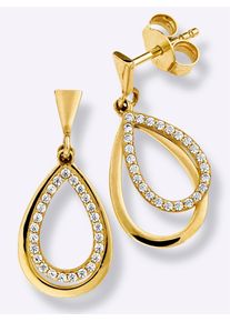 Lady Damen Paar Ohrhänger, Zirkonia ct, Metall, gold, Metall, Ohrringe
