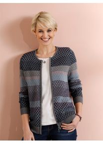 Classic Basics Damen Strickjacke, grau, Gr. 46, gemustert, mehrfarbig, 100% Polyacryl, Strickjacken