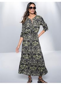 Heine Damen Druckkleid "Druck-Kleid", schwarz, Gr. 38, gemustert, mehrfarbig, bedruckt, 100% Viskose, Kleider