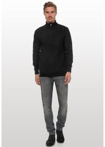 Rusty Neal Herren Strickjacke, schwarz, casual, Gr. XL, unifarben, 70% Polyacryl, 30% Baumwolle, Strickjacken, mit Stehkragen und durchgehendem