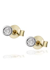 Goldmaid Damen Paar Ohrstecker "375 Gelbgold Glänzend 2 Brillanten weiß", ONE-SIZE, 0,10 ct P1 = bei 10-facher Vergrößerung erkennbare Einschlüsse,
