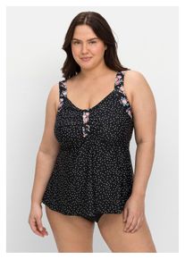 sheego Damen Tankini "Große Größen", schwarz-weiß, Gr. 42, Polyamid, Xtra Life LYCRA, Bikini-Sets, mit separater Hose, im Mustermix