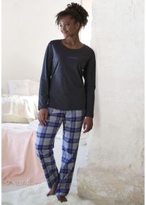 Vivance Dreams Damen Pyjama, Gr. 36, blau, Flanell, Obermaterial: 100% Baumwolle. Oberteil: 60% Baumwolle, 40% Polyester, mehrfarbig, meliert,