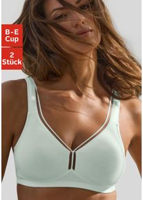 Petite Fleur Damen T-Shirt-BH, Gr. 80, grün, Jersey, Obermaterial: 93% Baumwolle, 7% Elasthan, klassisch, BHs, ohne Bügel aus Baumwolle, Basic Dessous