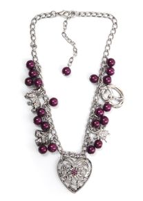 Allgäu Rebell ALLGÄU REBELL Damen Kette mit Anhänger "Waris", lila, Basic, Metall, Halsketten, mit Herz Anhänger