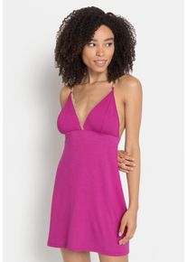 Lascana Damen Negligé, Gr. 32, pink, Single Jersey, Obermaterial: 95% Viskose, 5% Elasthan, sexy, Kleider, mit schönen Spitzendetails