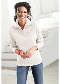 Casual Looks Damen Troyer "Pullover", weiß, Gr. 36, meliert, unifarben, 50% Baumwolle, 50% Polyacryl, Pullover