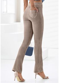 Lascana Damen Jazzpants, Gr. 32, grau, Cord, Obermaterial: 97% Polyester, 3% Elasthan, casual, Hosen, aus weichem Material in Cord-Optik, Loungewear