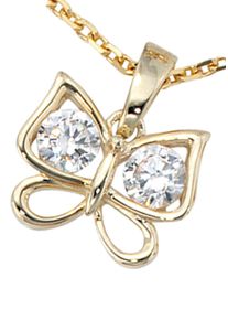 Jobo Damen Schmetterlings-Anhänger "Anhänger Schmetterling", Gelbgold 333, gold, Gelbgold 333, Schmuckanhänger, 333 Gold mit Zirkonia