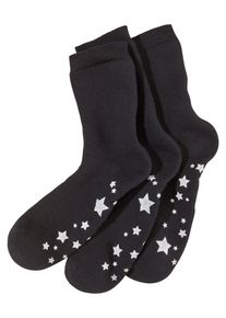 Lavana Damen ABS-Socken, Gr. 35, schwarz, Polyamid, Baumwolle, Elasthan, uni und gemustert, Socken, mit Antirutschsohle im Sterndesign