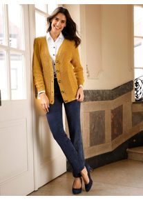 Inspirationen Damen Strickjacke, gelb, Gr. 36, unifarben, 50% Baumwolle, 50% Polyacryl, Strickjacken