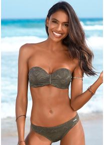 Buffalo Damen Bügel-Bandeau-Bikini "Romance", grün, Gr. 34, strukturiert, unifarben, Polyamid, Bikini-Sets, aus Strukturware