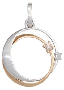 Jobo Damen Ketten-Anhänger "Anhänger mit 2 Diamanten", SI = kleine Einschlüsse, Roségold 585-Weißgold 585-Diamanten, rosa, Rosu00e9gold 585, Weißgold