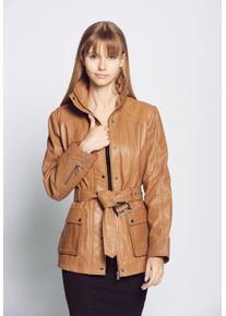 JCC Damen Bikerjacke "R6382", braun, Gr. 48, Obermaterial: 100% Leder, Lamm / Futter: 100% Polyester / Ärmelfutter: 100% Polyester, Jacken