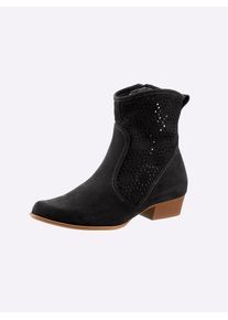 Heine Damen Stiefelette, Gr. 41, schwarz, Leder, Veloursleder, modisch, Schuhe