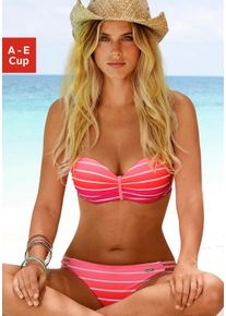 Venice Beach Damen Bügel-Bandeau-Bikini, pink, Gr. 36, gestreift, Querstreifen, Polyamid, Bikini-Sets, im trendigen Streifen-Look