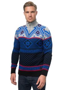 Rusty Neal Herren Strickpullover, blau, casual, Gr. XXL, mehrfarbig, unifarben, 70% Polyacryl, 30% Baumwolle, Pullover, mit winterlichem Muster