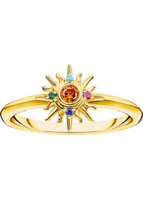 Thomas Sabo Damen Fingerring "Festival Vibes: Ring mit Sonne, TR2458-488-7-52-60", 58, Silber 925 (Sterlingsilber), gold, Silber 925