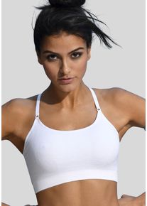 Bench. Damen Sport-BH, Gr. M, weiß, Jersey, Rippstrick, Obermaterial: 60% Polyamid, 32% Polyester, 8% Elasthan (LYCRA), sportlich, BHs, ohne Bügel,