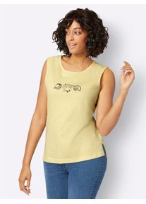 Casual Looks Damen Shirttop, gelb, Gr. 36, unifarben, gemustert, 100% Baumwolle, Tops