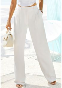 Lascana Damen Anzughose, beige, modisch, Gr. 38, unifarben, Web, Obermaterial: 100% Polyester. Taschenfutter: 53% Viskose, 47% Polyester, Hosen, im