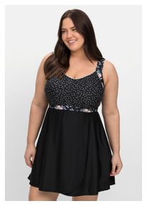 sheego Damen Tankini-Top "Große Größen", schwarz, Gr. 42, Polyamid, Xtra Life LYCRA, Bikini-Oberteile, in ausgestellter Longform