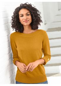 Casual Looks Damen 3/4 Arm-Pullover "Pullover", gelb, Gr. 38, unifarben, meliert, 50% Baumwolle, 50% Polyacryl, Pullover