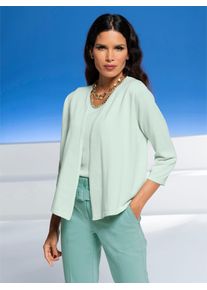 Heine Damen Strickjacke, grün, Gr. 40, unifarben, 70% Baumwolle, 30% Seide, Strickjacken