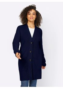 Heine Damen Strickjacke, blau, Gr. 48, unifarben, 50% Viskose, 28% Polyester, 22% Polyamid, Strickjacken