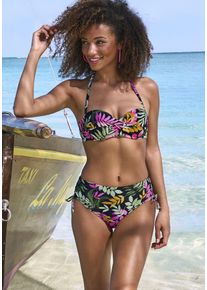 Vivance Damen Bügel-Bandeau-Bikini-Top "Leilani", schwarz, Gr. 42, floral, bedruckt, Recycling-Polyamid, Bikini-Oberteile, in getwisteter Optik