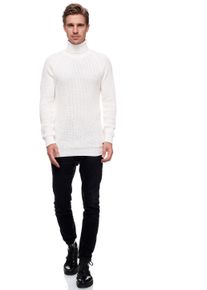Rusty Neal Herren Rollkragenpullover, weiß, casual, Gr. L, unifarben, 50% Baumwolle, 50% Polyacryl, Pullover, mit kuscheligem Rollkragen