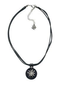 Allgäu Rebell ALLGÄU REBELL Damen Kette mit Anhänger "Tonerl", schwarz, Basic, Baumwolle, Halsketten, mit echtem Lederanhänger