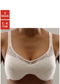 Petite Fleur Damen Minimizer-BH, Gr. 95, rosa, Spitze, Obermaterial: 90% Polyamid, 10% Elasthan, klassisch, BHs, mit Bügel und schöner Stickerei