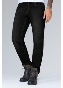 CAMP DAVID Herren Comfort-fit-Jeans, schwarz, casual, Gr. 38, Abriebeffekte, Material: 98% Baumwolle, 2% Elasthan, Zusatz: Enthält nichttextile Teile