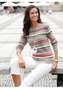 Casual Looks Damen Strickpullover "Pullover", grau, Gr. 40, gemustert, mehrfarbig, gestreift, 100% Baumwolle, Pullover