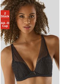 Petite Fleur Damen Push-up-BH, Gr. 70, schwarz, Microtouch, Spitze, Obermaterial: 60% Polyamid, 35% Polyester, 5% Elasthan, feminin, BHs, in