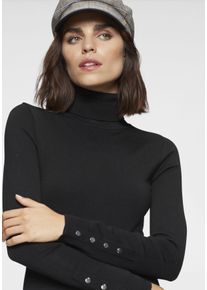 Tamaris Damen Rollkragenpullover, schwarz, feminin, Gr. 36, Obermaterial: 70% Viskose, 30% Polyamid, Pullover, mit Knöpfen