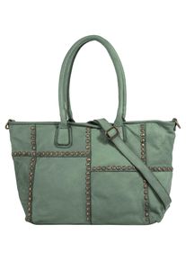 Samantha Look Damen Shopper, grün, Leder, unifarben, leicht glänzend, Taschen, echt Leder, Made in Italy