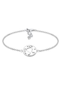 Elli Damen Armband "Weltkugel Globus Reise Travel Cut Out 925er Silber", 16cm, ohne Stein, Silber 925 (Sterlingsilber), silber, Silber 925