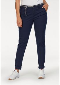Kangaroos Damen Chinohose, blau, casual, Gr. 32, unifarben, Web, Obermaterial: 98% Baumwolle, 2% Elasthan, Hosen, in schmaler Form, mit Kordel zu