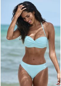 Venice Beach Damen Bügel-Bandeau-Bikini, blau, Gr. 34, unifarben, strukturiert, Polyamid, Bikini-Sets, aus edler Strukturware