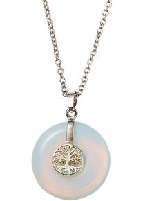 Firetti Damen Kette mit Anhänger "Schmuck Geschenk Halsschmuck Halskette Ankerkette Lebensbaum Edelstein", Edelstahl, L: 60cm B: 2mm, silber,