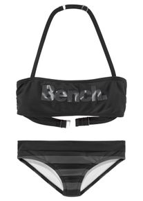 Bench. Kinder Bandeau-Bikini, schwarz, Gr. 122, Polyamid, Bikini-Sets, mit großem Logoprint