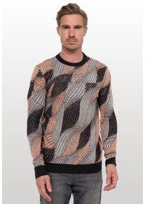 Rusty Neal Herren Strickpullover, beige, casual, Gr. S, mehrfarbig, 70% Polyacryl, 30% Baumwolle, Pullover, im angesagten Wellen-Design