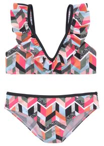 Buffalo Kinder Bustier-Bikini, pink, Gr. 146, gemustert, bedruckt, Recycling-Polyamid, Bikini-Sets, mit geometrischem Print