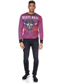 Rusty Neal Herren Sweatshirt "Rusty Neal Sweater", bunt, Gr. M, mehrfarbig, 76% Polyester, 22% Viskose, 2% Elasthan, Sweatshirts, mit