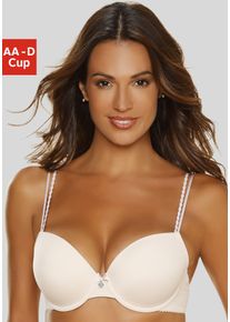 Lascana Damen Push-up-BH, Gr. 70, beige, Microtouch, Obermaterial: 82% Polyamid (TACTEL), 18% Elasthan (LYCRA), sexy, BHs, mit Bügel und mit
