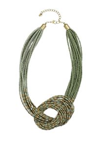 Damen Kette mit Anhänger "Devi", grün, Basic, Collezione Alessandro, Glas, Halsketten, mehrreihige Kette mit Knoten