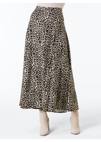 Damen Bahnenrock, beige, Gr. 18, CREATION L PREMIUM, gemustert, animal-print, mehrfarbig, bedruckt, 100% Modal, Röcke