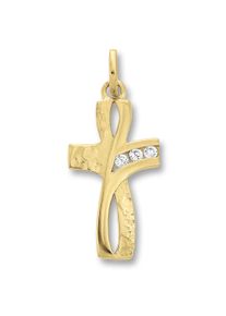 ONE ELEMENT Damen Ketten-Anhänger "Zirkonia Kreuz Anhänger aus 333 Gelbgold", Damen, Gelbgold 333, gold, Gelbgold 333, Schmuckanhänger, Damen Gold